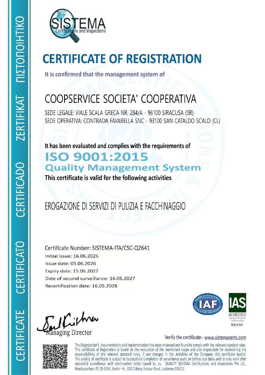 Certificato ISO 9001